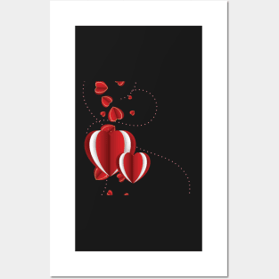 Hearts Dark RED Background Posters and Art